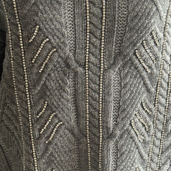 Ramy Brook Annabelle Embellished
Turtleneck Sweater Gray Cowl Neck Crystals M - Picture 7 of 10